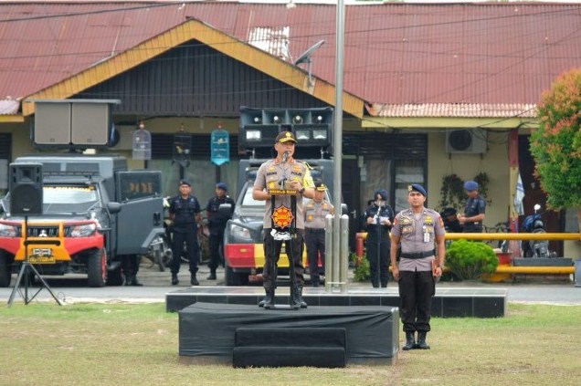  Polda Riau Gelar Apel Operasi Kontijensi Aman Nusa II Muara Takus 2020