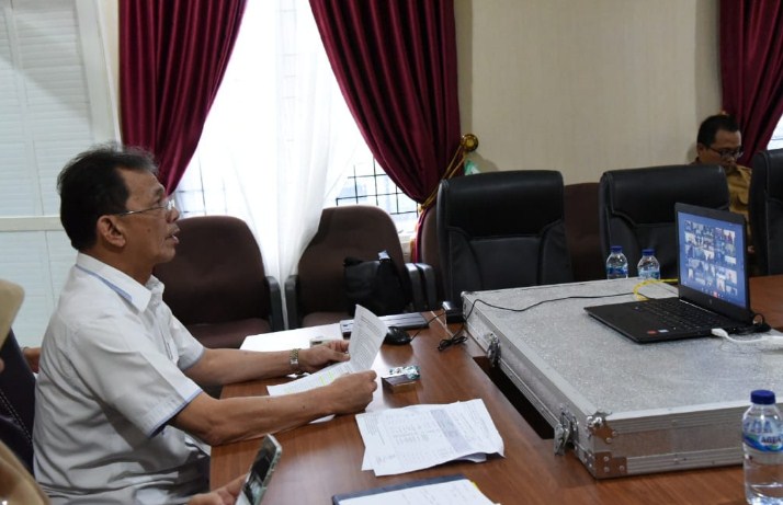 Video Conference Dengan Gubsu, Bupati Syahrul Laporkan Penanganan Covid-19 di Tapsel