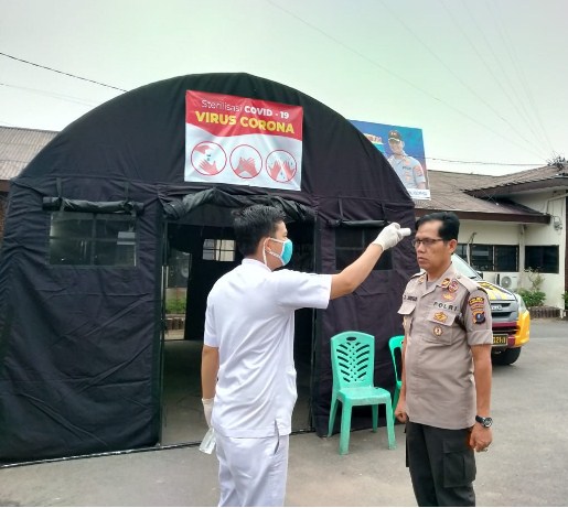  Polres Tapsel Dirikan Tenda Antispasi Penyebaran Covid-19