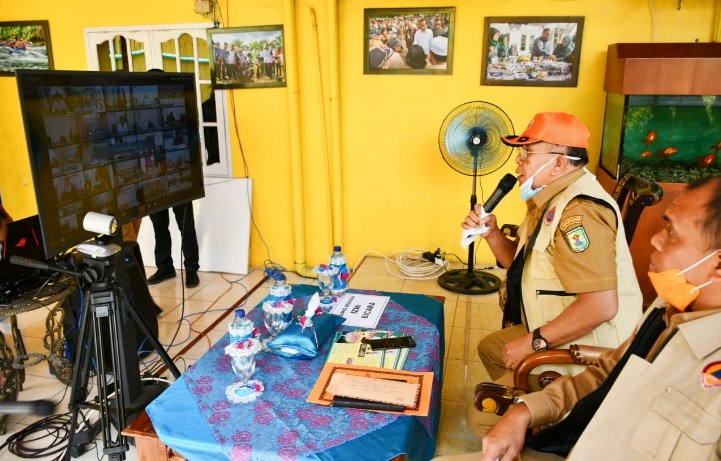 Bupati Sergai Bersama Bupati/Walikota se-Sumut Teleconference Dengan Gubsu