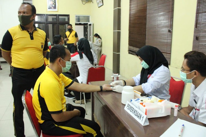 Peduli Covid-19, Polres Sergai dan Jajaran Gelar Donor Darah