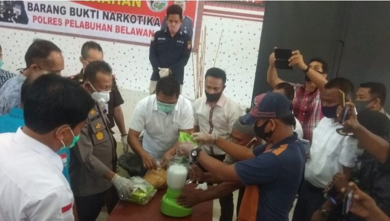  Polres Pelabuhan Belawan Musnahkan Barang Bukti Sabu dan Ganja