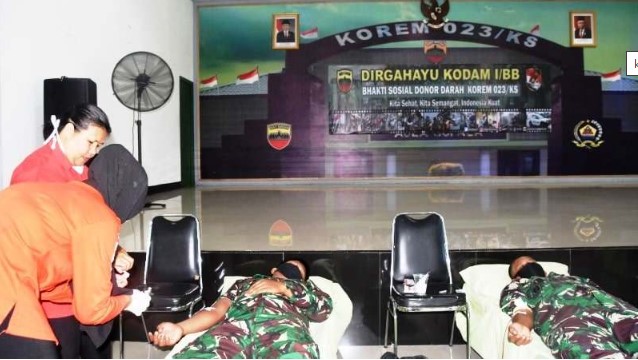  HUT Ke-70 Kodam I/BB, Korem 023/KS Sibolga Gelar Donor Darah