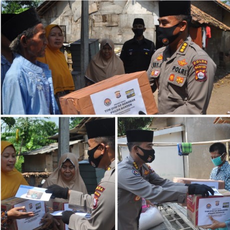 Ditengah Pandemi, Polda Banten Terus Bagikan Sembako ke Warga Kurang Mampu