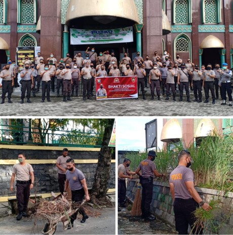  Pemuliaan Nilai-Nilai Tribrata Dengan Bersih-Bersih Ditempat Ibadah Dalam Rangka Hari Bhayangkara Ke-74