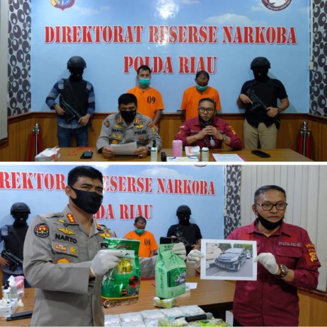  Direktorat Narkoba Polda Riau Ringkus 2 Kurir dan Sita 15,8 Kg Sabu