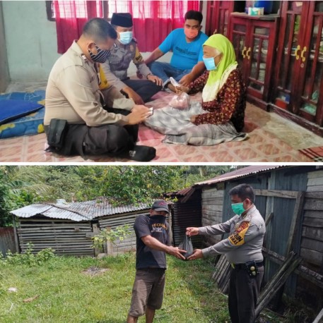  Bhabinkamtibmas Polres Kuansing Keliling Kampung Berbagi Daging Kurban