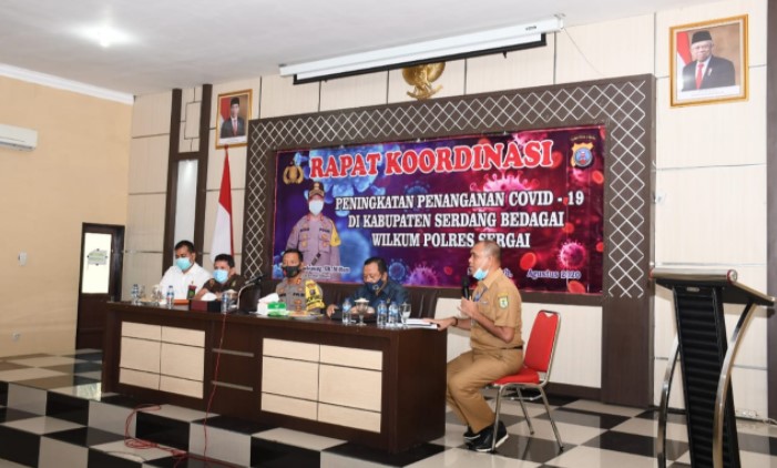 Tingkatkan Penanganan Covid-19, Pemkab dan Polres Sergai Gelar Rakor