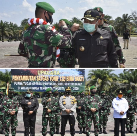  Bupati Kampar Dampingi Pangdam I Bukit Barisan Tepuk Tepung Tawari Kembalinya Pasukan Pamtas RI-RDTL