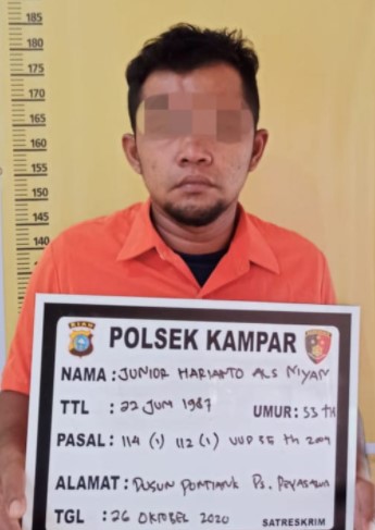  Polsek Kampar Ringkus Seorang Pengedar Sabu di Desa Penyasawan