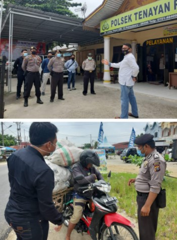  Tim Pemburu Teking Covid-19  Polsek Tenayan Raya Gelar Operasi Yustisi di Tiga Lokasi