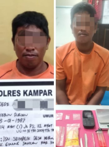  Pengedar Sabu Diciduk Resnarkoba Polres Kampar di Desa Sei Lipai Gunung Sahilan