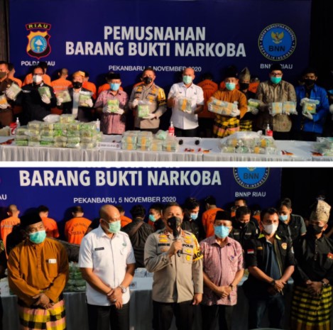  Buah Sinergitas, Polda Riau Bersama BNNP Riau Musnahkan 122 KG Sabu dan 10.000 Ekstasi