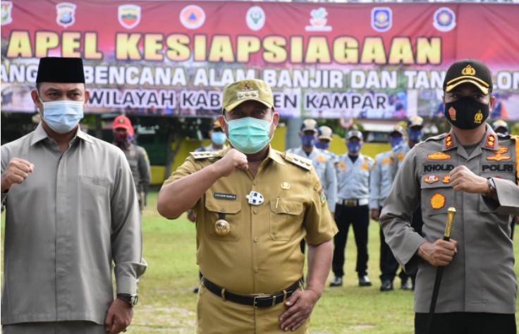  Jadi Inspektur Pada Apel Kesiapsiagaan, Bupati Kampar Ingatkan Tetap Siaga Dimasa Pendemi Covid-19