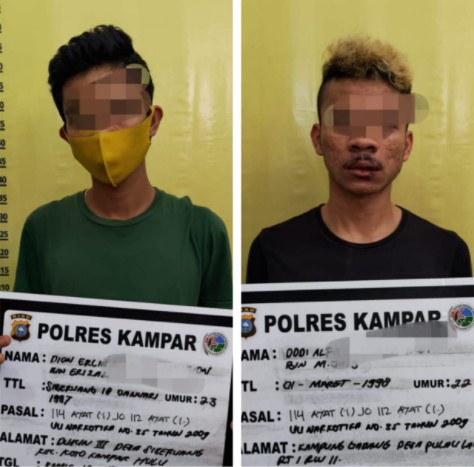  2 Pelaku Narkoba Diciduk Resnarkoba Polres Kampar di Gang Kasturi Bangkinang Kota