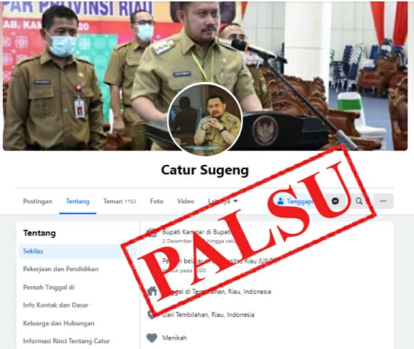  Beredar akun Facebook Palsu Bupati Kampar, Kominfo Himbau Berhati-Hati dan Jangan Percaya