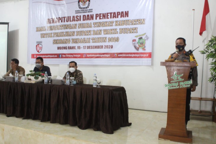  Kapolres Sergai Hadiri Rekapitulasi dan Penetapan Hasil Penghitungan Suara Pilkada Bupati dan Wakil Bupati