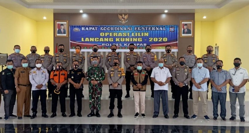  Polres Kampar Gelar Rakor Eksternal Kesiapan Operasi Lilin Lancang Kuning 2020