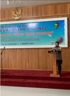  Dukung Program Vaksinasi, Seluruh Personel Polres Kuansing Disuntik Vaksin Covid-19