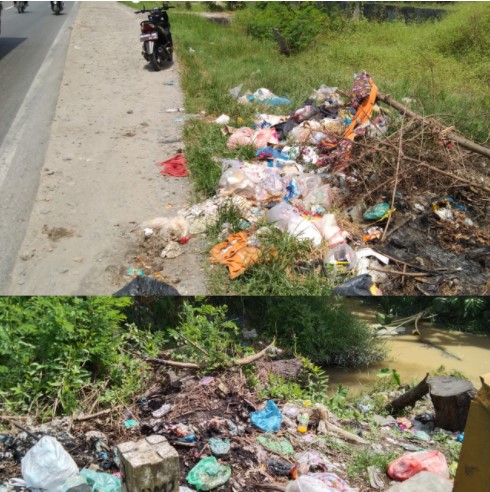  Hingga Siang Hari, Sampah di Dekat Anak Sungai Rampah Tak Kunjung Diangkut