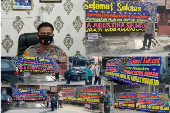  Polsek Medan Area Dapat Suprise Papan Bunga dari Pencinta Hewan