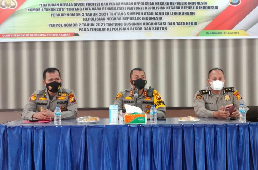  Polres Kampar Gelar Sosialisasi Hukum Bagi Personel Periode Triwulan II