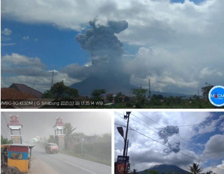 Gunung Sinabung Erupsi 1000 Meter Arah Timur dan Tenggara Awan Panas