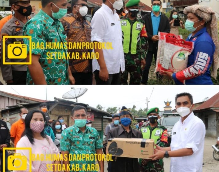  Wakil Bupati Karo Serahkan Bantuan Beras PPKM di Desa Suka Julu