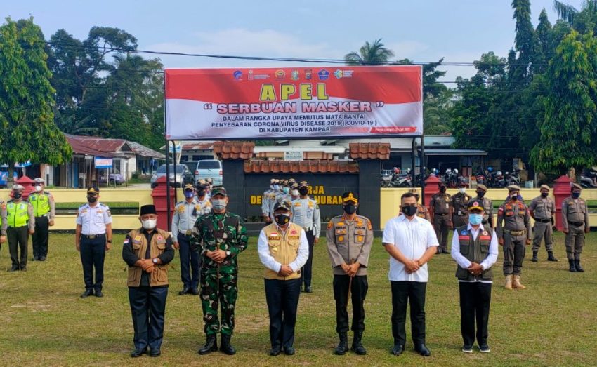  Satgas Penanganan Covid-19 Kampar Gelar Kegiatan Serbuan Masker