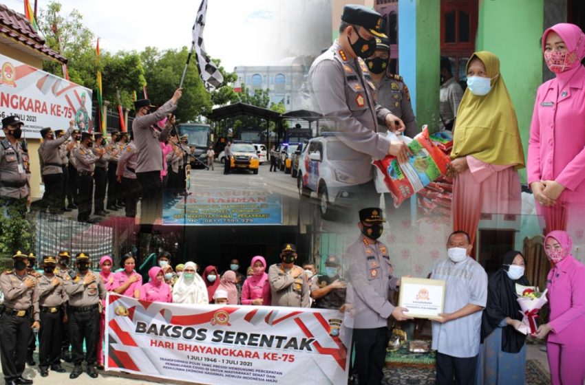  HUT Bhayangkara Ke-75, Polresta Pekanbaru Gelar Anjangsana dan Bagikan 1.000 Paket Sembako