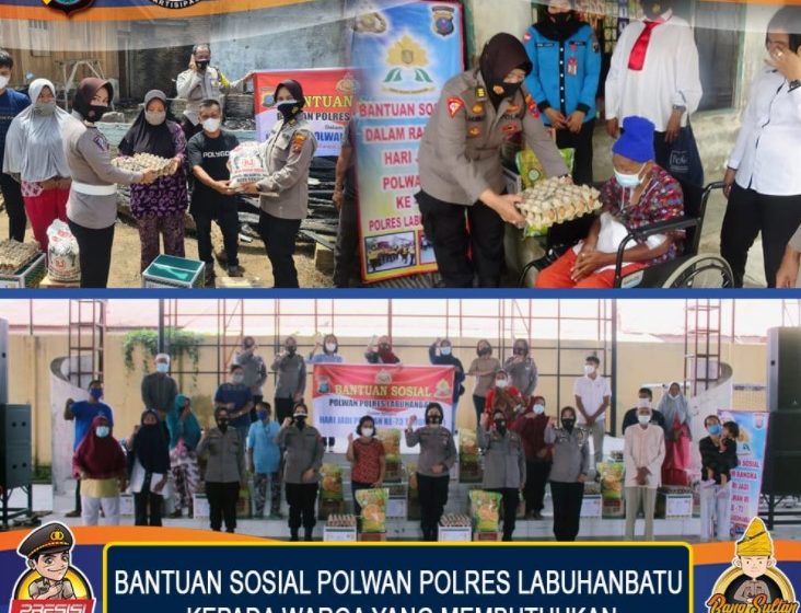  Hari Jadi Polwan Ke- 73 Dimeriahkan Dengan Berbagi Bansos Kepada Warga Terdampak Covid-19 dan Korban Kebakaran