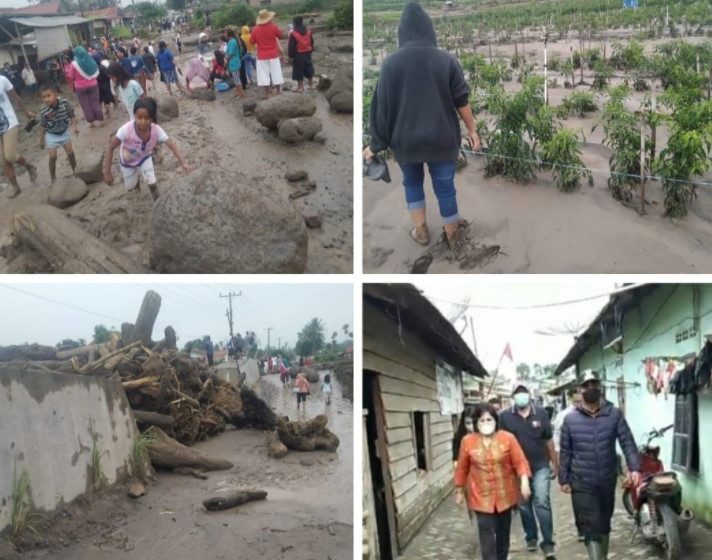  Bupati dan Wakil Bupati Karo Tinjau Jalur Lahar Dingin di Bakerah Desa Sukatendel