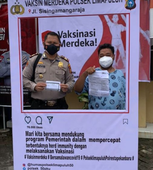  Polsek Limapuluh Pekanbaru Wujudkan Herd Immunity Dukung Program Vaksinasi Merdeka