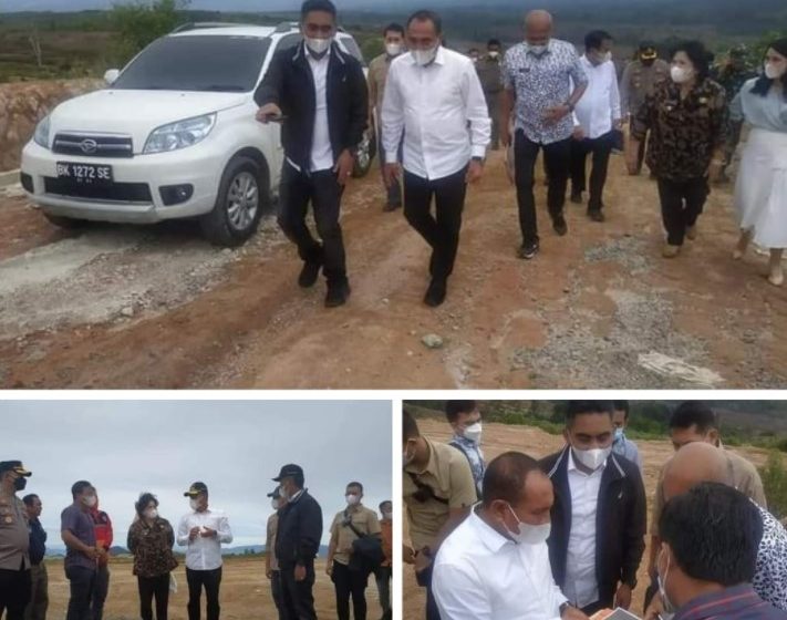  Bersama Gubsu, Bupati dan Wabup Karo Tinjau Lahan Sport Center di Siosar