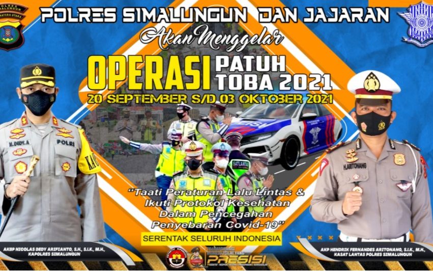  Operasi Patuh Toba 2021 Digelar Selamat 14 hari, Polres Simalungun Utamakan Disiplin Prokes