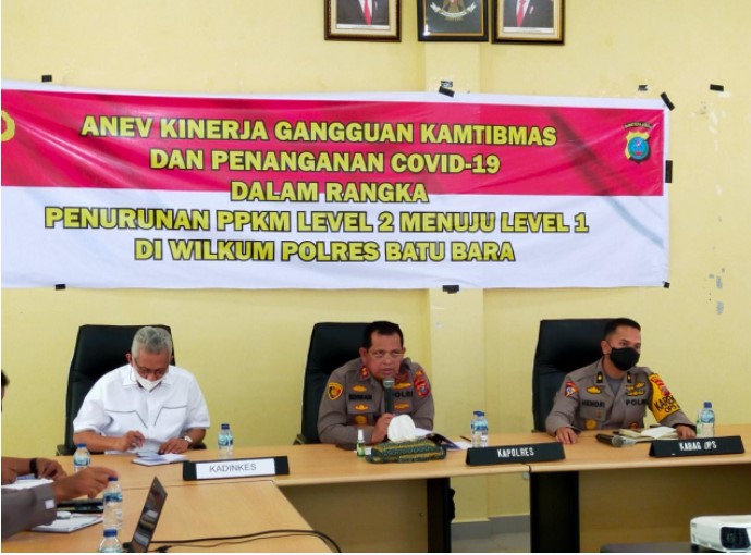 Menuju PPKM Level 1, Kapolres Batubara Gelar Anev Gangguan Kamtibmas dan Penanganan Covid-19