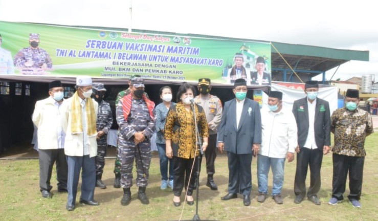 Pemkab Karo Kerjasama TNI AL Lantamal I dan MUI Gelar Vaksinasi Gratis