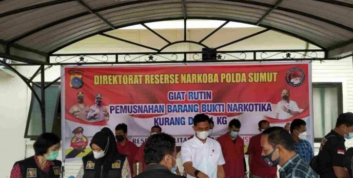  Polda Sumut Musnahkan 3 Kg Sabu dan 14 Kg Ganja