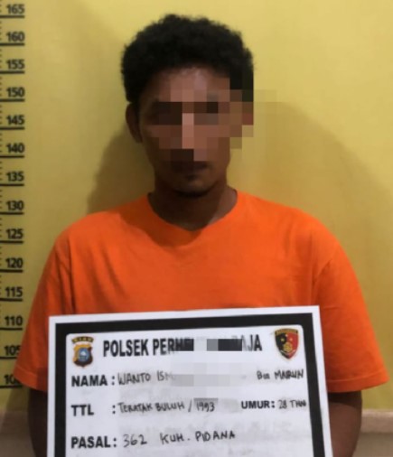  Polsek Perhentian Raja Tangkap Pencuri HP Warga Kampung Pinang