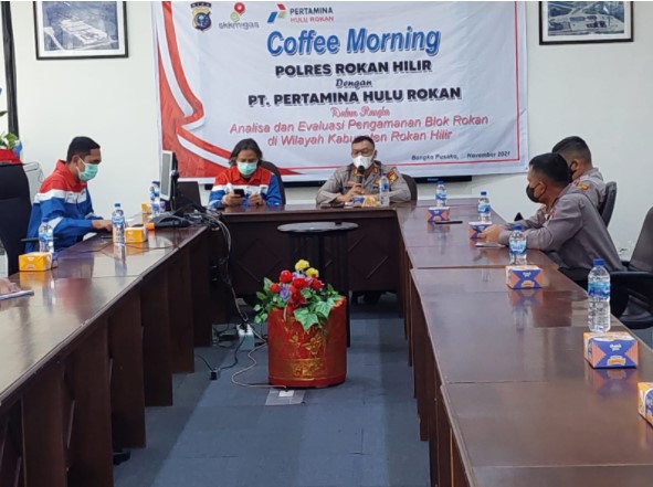  Polres Rokan Hilir Gelar Coffe Morning dan Meeting dengan Manager PT Pertamina Hulu Rokan