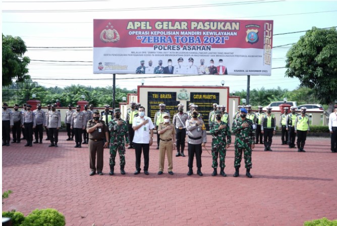  Bupati Asahan Hadiri Apel Gelar Pasukan Operasi Zebra Toba 2021