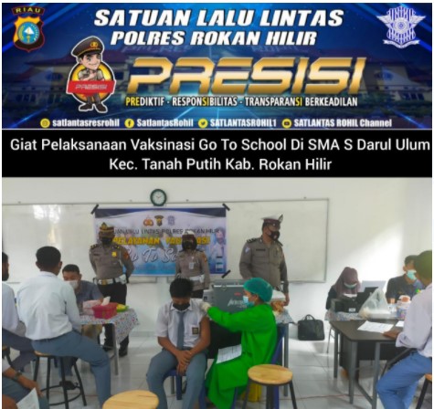  Percepat Vaksinasi Pelajar, Satlantas Polres Rohil Gelar Layanan Go to School