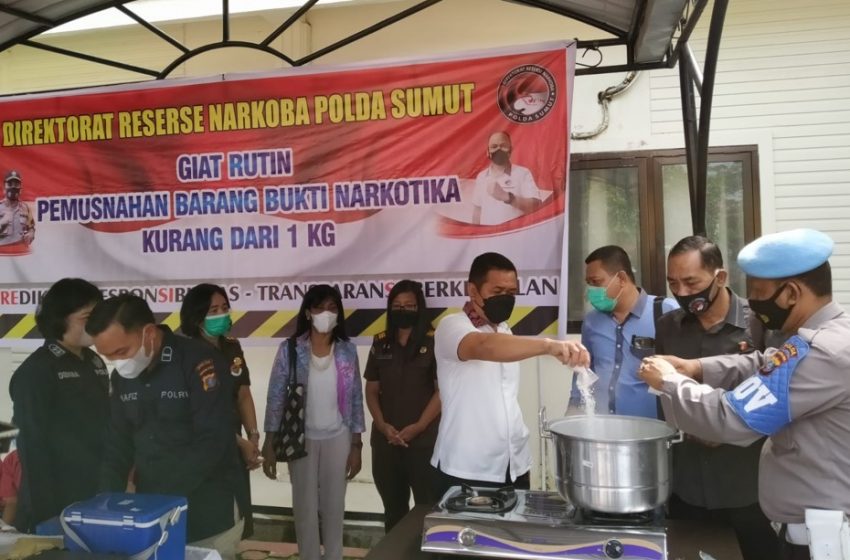  Ditres Narkoba Polda Sumut Musnahkan 1 Kg Narkotika Hasil Tangkapan 3 Bulan