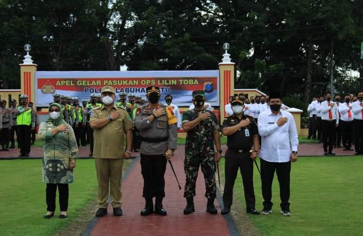 Polres Labuhanbatu Gelar Apel Gabungan Pasukan Ops Lilin Toba 2021