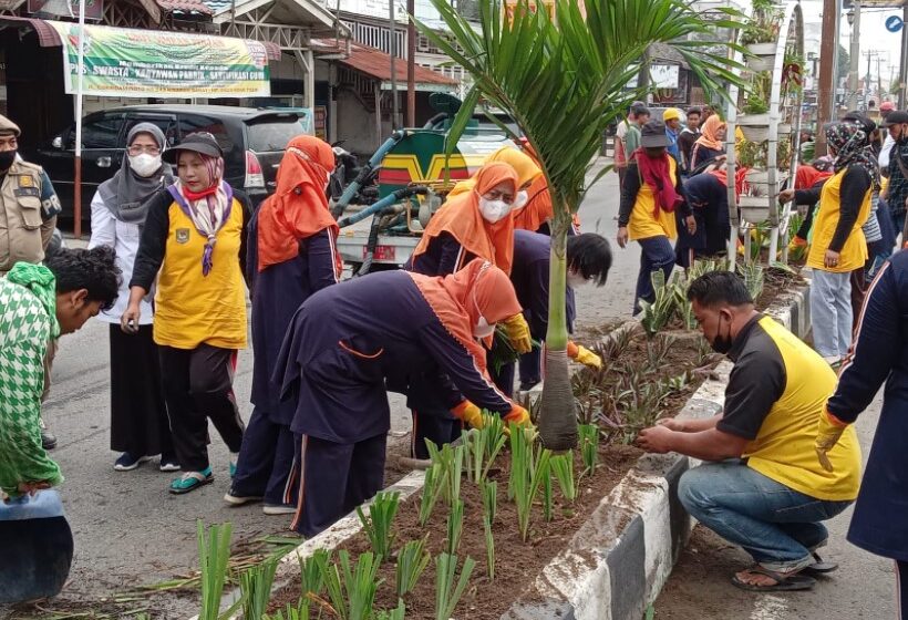  Ketua TP PKK Kabupaten Asahan Tanam Bunga di Sepanjang Jalan Kota Kisaran