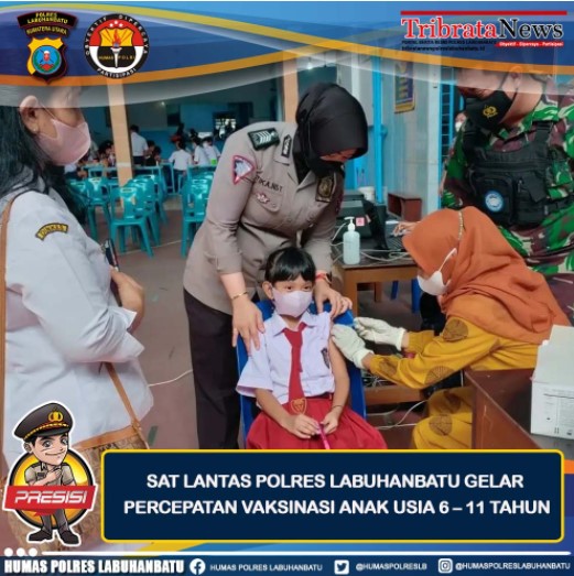 Satlantas Polres Labuhanbatu Gelar Percepatan Vaksinasi Anak Usia 6–11 Tahun