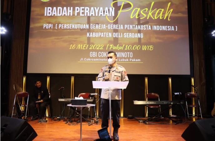 Kapolresta Deli Serdang Hadiri Perayaaan Paskah Persekutuan Gereja-Gereja Pentakosta Indonesia