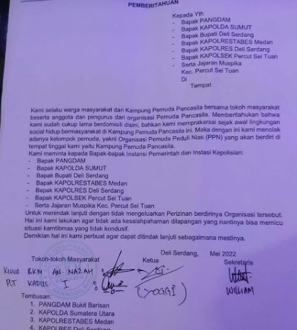  Buat Resah, Warga Kampung Pemuda Pancasila Tolak Keberadaan Kelompok Pemuda PPN di Desa Bandar Klippa