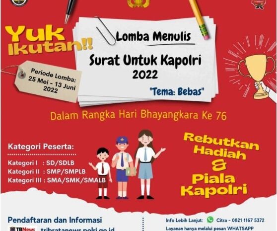  HUT Bhayangkara Ke-76 Tahun, Polri Gelar Lomba Menulis Surat untuk Kapolri