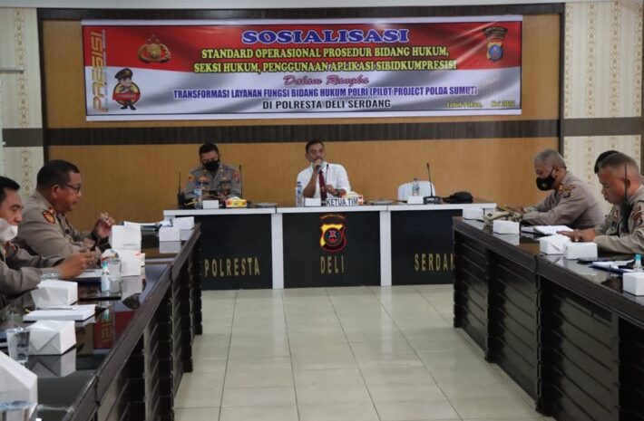  Bidkum Polda Sumut Sosialisasi Standard Oprasional Prosedur Bidang Hukum di Polresta Deli Serdang